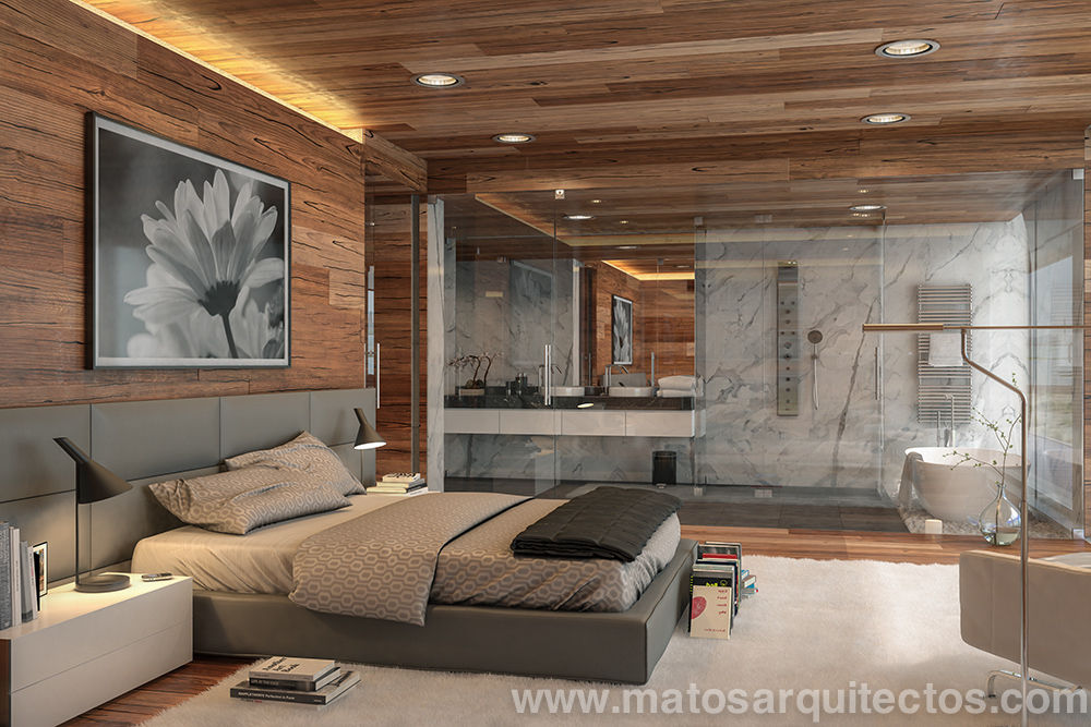 House by River side, Matos Architects Matos Architects Modern style bedroom Solid Wood Multicolored