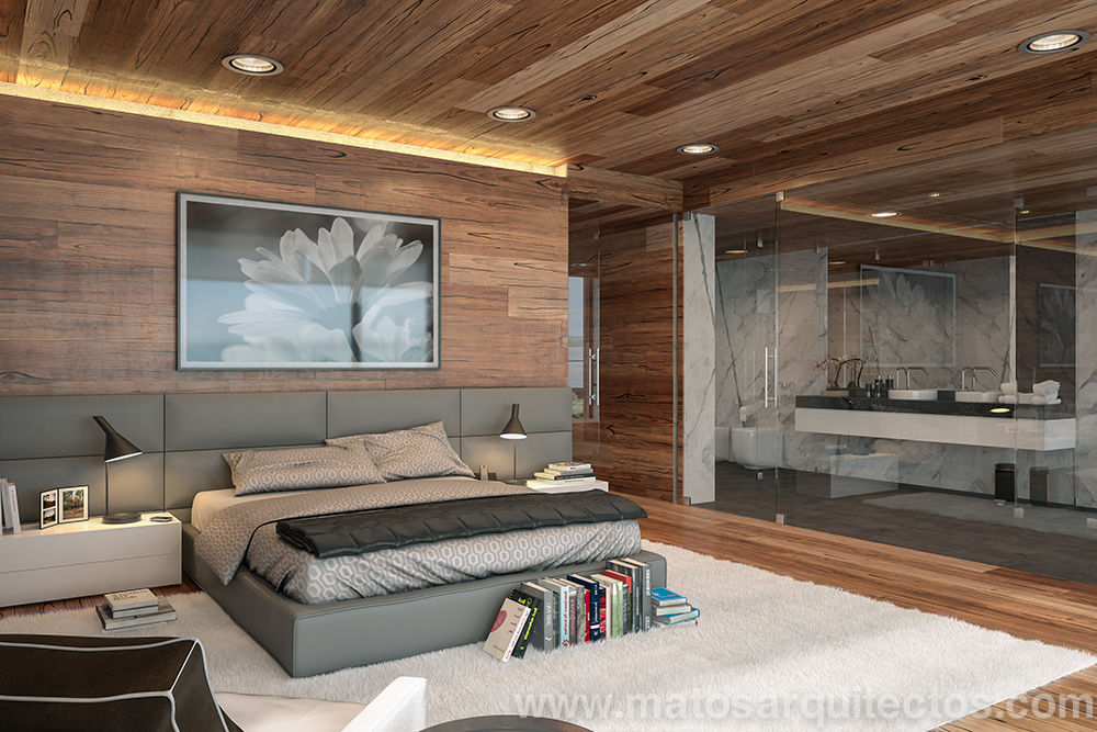 House by River side, Matos Architects Matos Architects Modern style bedroom Solid Wood Multicolored