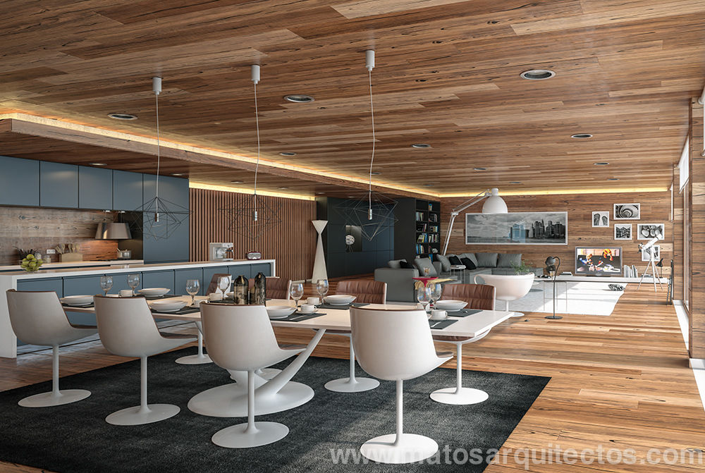 House by River side, Matos Architects Matos Architects Salas de jantar modernas de madeira e plástico