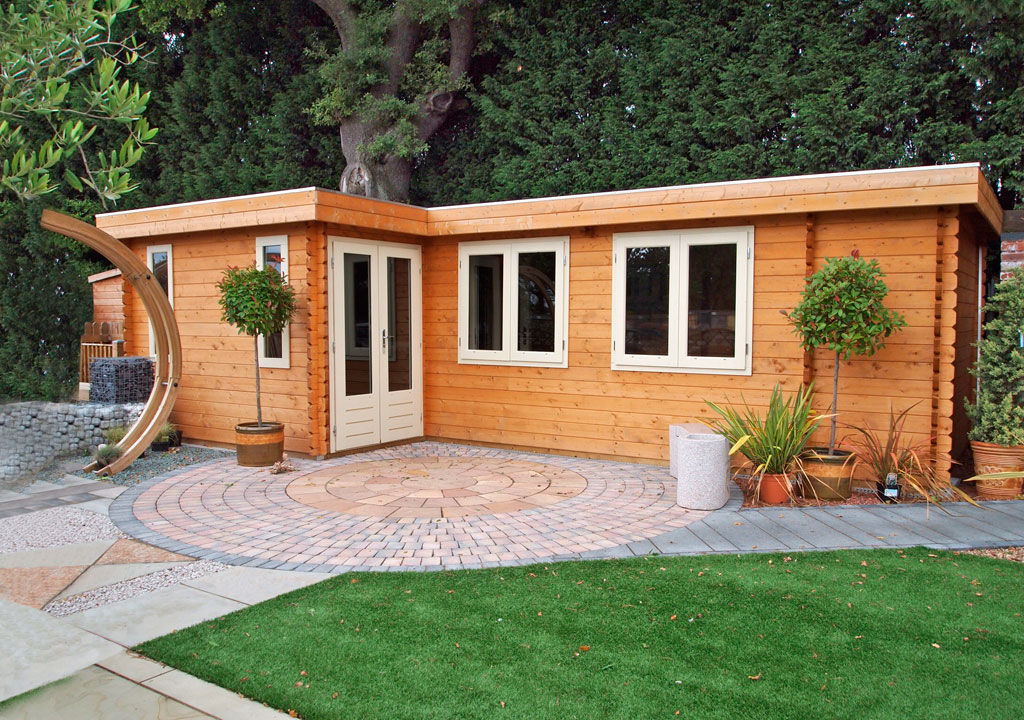 Log Cabin homify Modern garden Wood Wood effect office,study,gym,studio,garden,flat roof,modern,contemporary,L shape,wooden