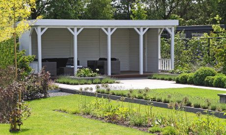 Gazebo Garden Affairs Ltd Classic style garden Wood Wood effect gazebo,outdoor party,dining space,stylish,contemporary,english,premium,quality,flat roof,national trust,garden,porch