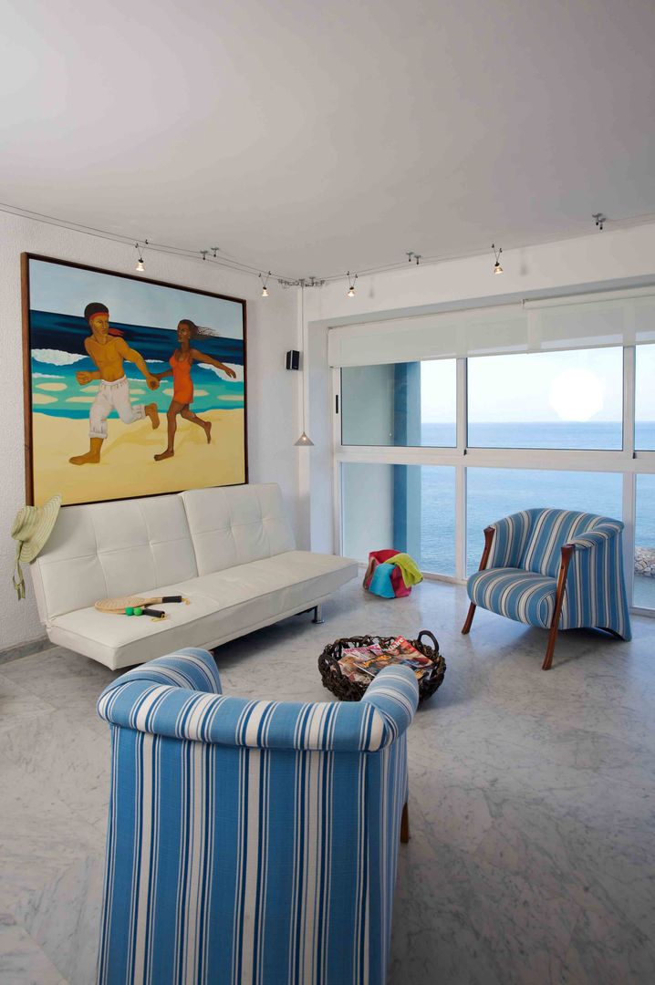 Apartamento 93-A, Objetos DAC Objetos DAC Salas de estilo moderno marmol,vista,iluminacion,mobiliario,decoracion,playa