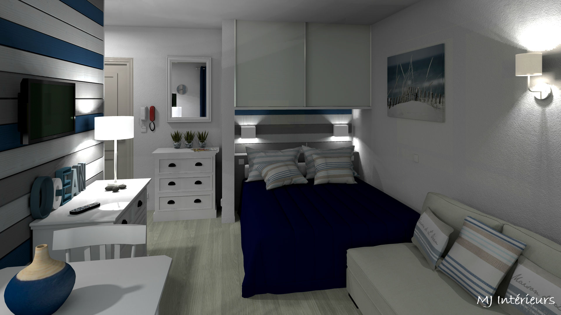 Un studio près du port, MJ Intérieurs MJ Intérieurs Camera da letto moderna