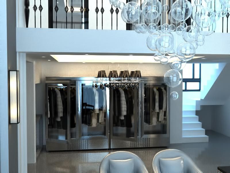 Меховой холодильник с стеклянными дверями, Beauty&Cold Beauty&Cold Minimalistischer Flur, Diele & Treppenhaus Kleiderständer und Garderoben