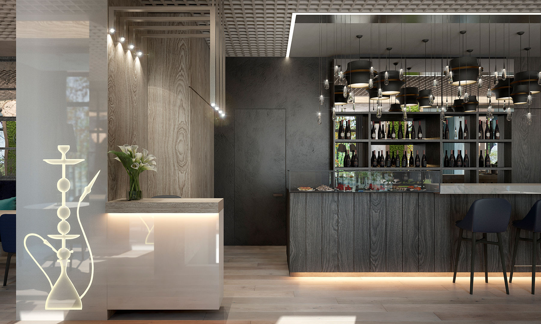 Restaurant and bar YOUSUPOVA Industrial walls & floors
