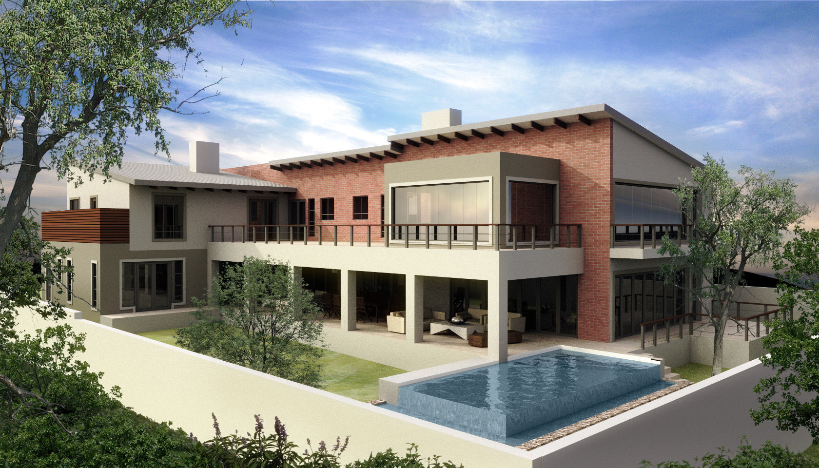 Waterfall Country Estate House Blue Designs Architectural Designers Modern houses Bricks