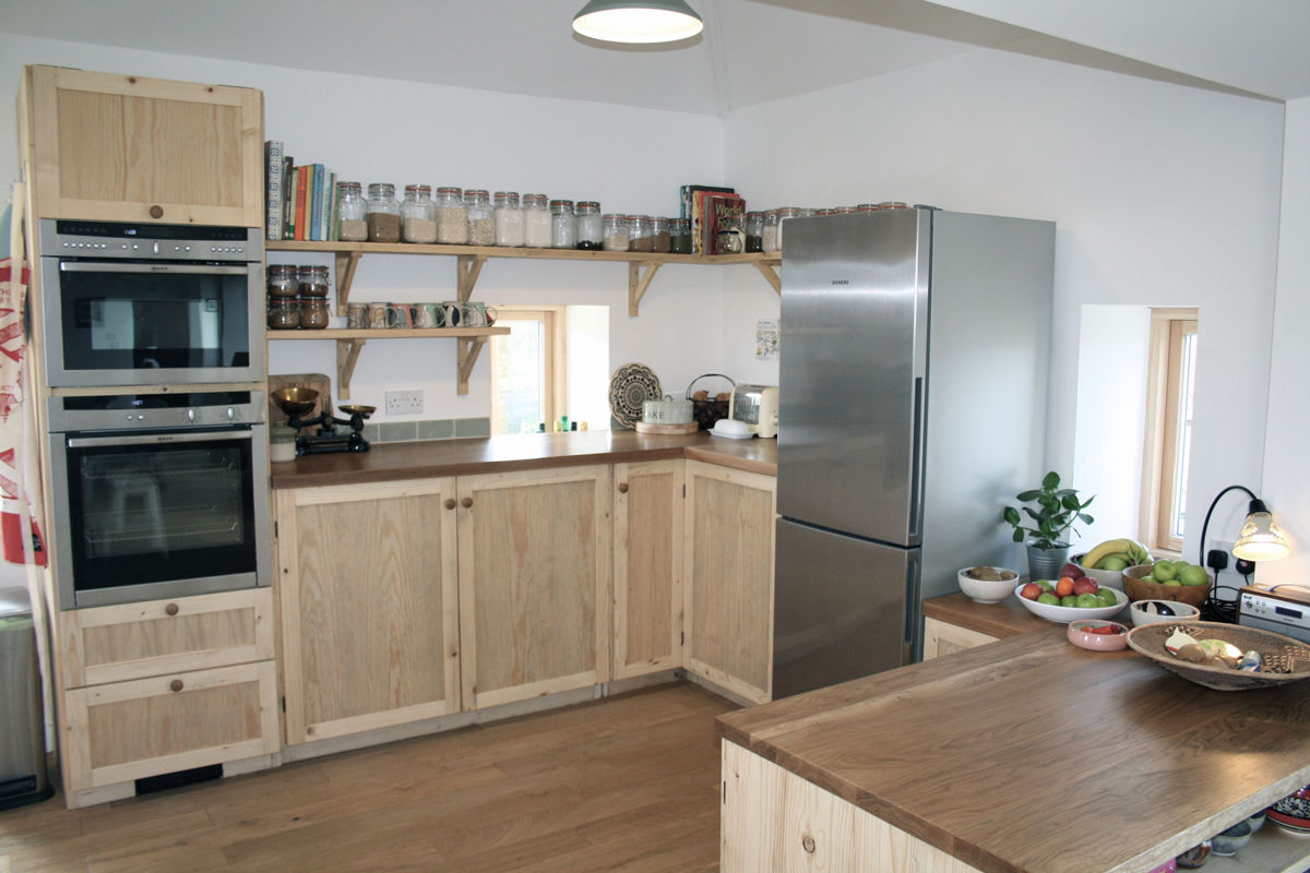 Reclaimed Kitchen, The School House Fife Architects Scaffolding planks,extension