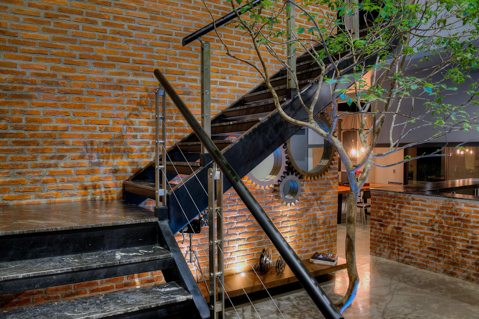 Casa Bosque, Con Contenedores S.A. de C.V. Con Contenedores S.A. de C.V. Industrial style corridor, hallway and stairs