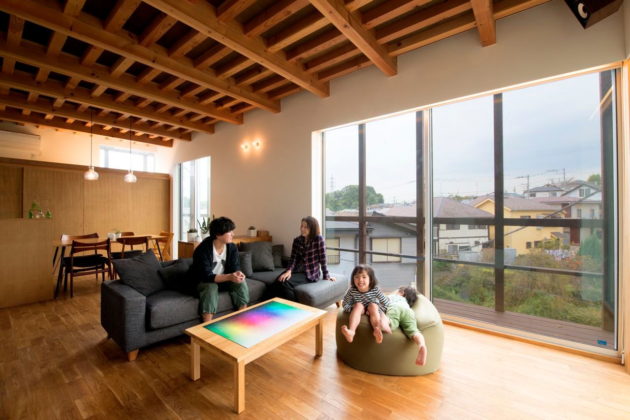 鎌倉玉縄テラス, HAN環境・建築設計事務所 HAN環境・建築設計事務所 Modern living room Wood Wood effect