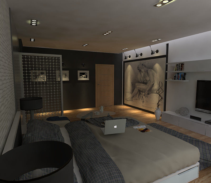 RENDER DE RECAMARA., hole hole Minimalist bedroom