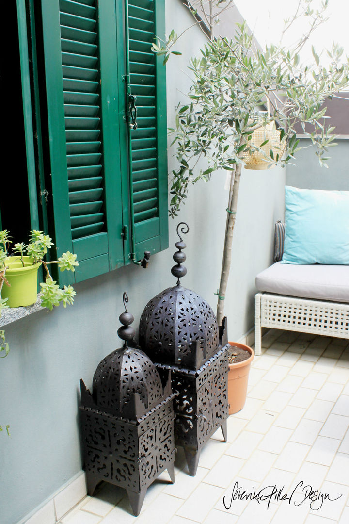 URBAN OASIS Severine Piller Design LLC Eclectic style balcony, veranda & terrace