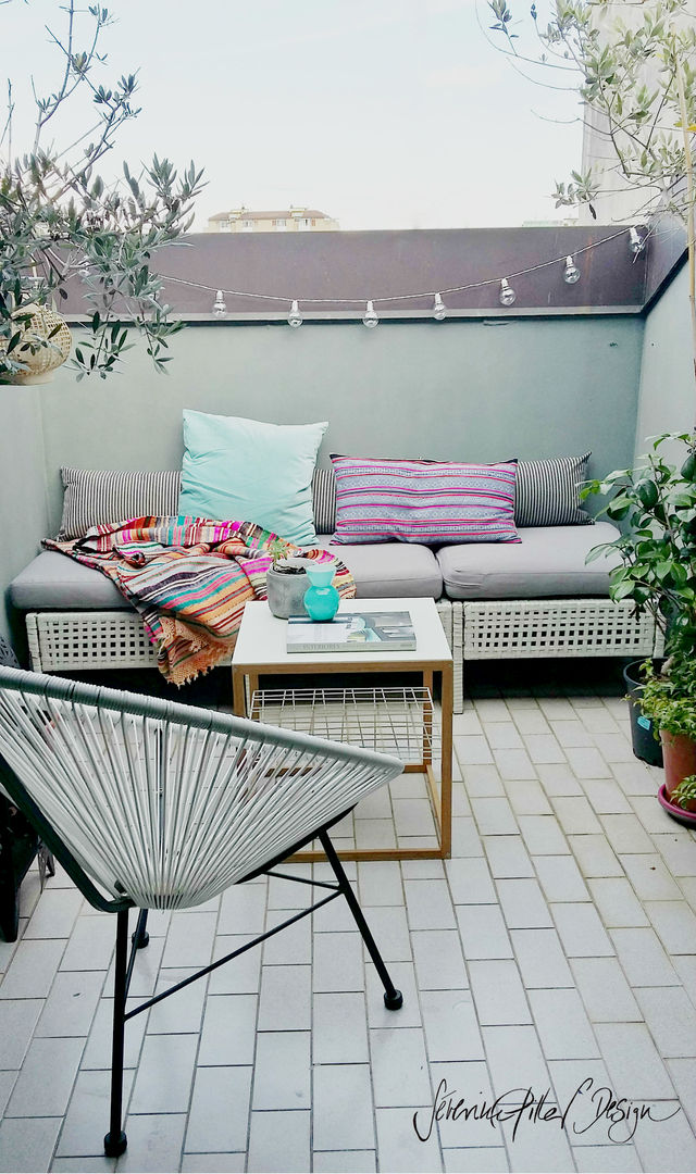 URBAN OASIS Severine Piller Design LLC Eclectic style balcony, porch & terrace