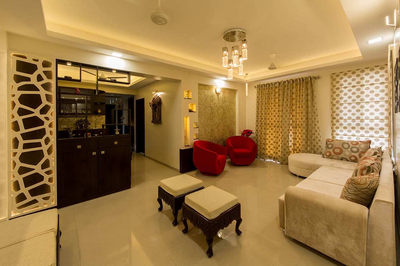 Home at Vishrantwadi, Navmiti Designs Navmiti Designs غرفة المعيشة