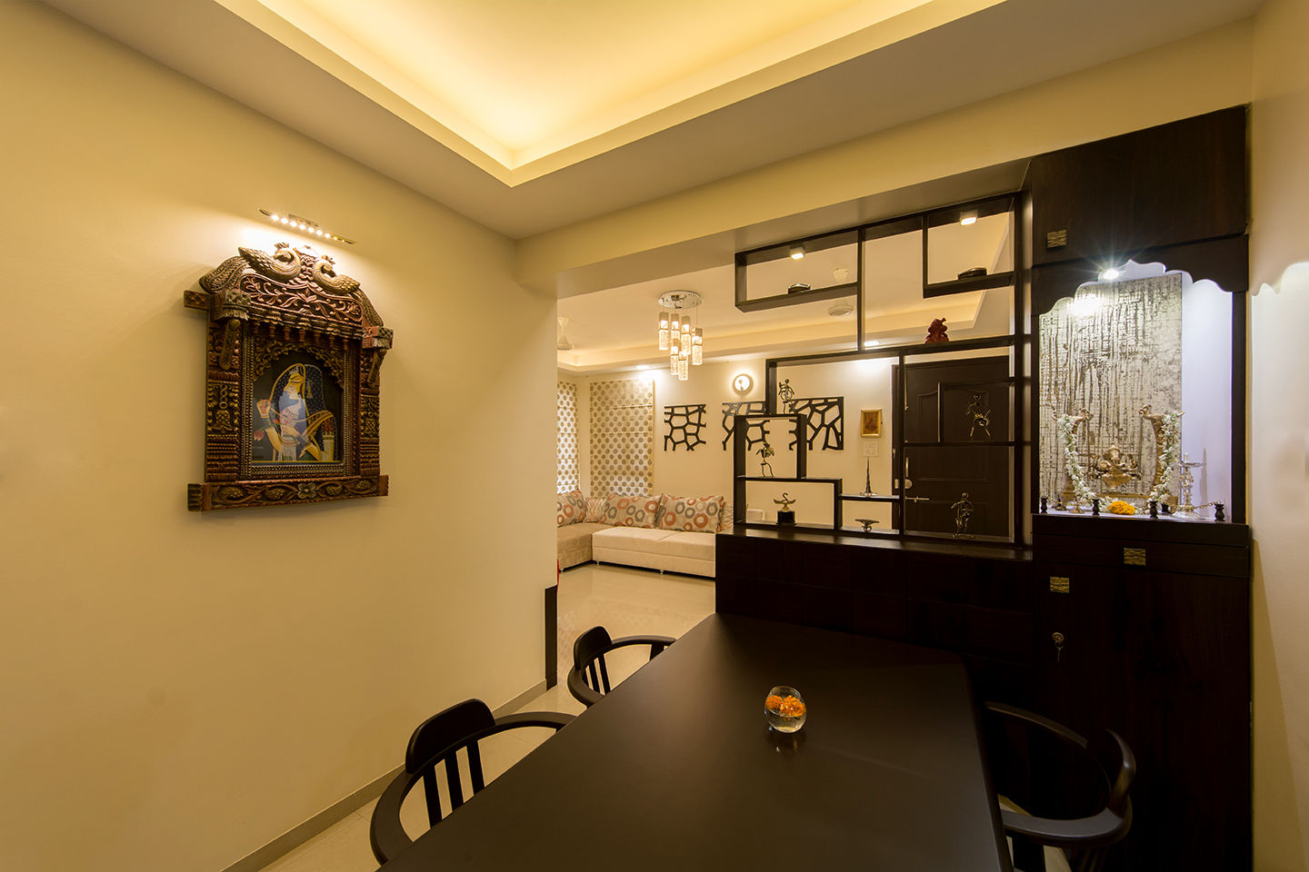 Display Unit along with Puja nook Navmiti Designs Modern dining room