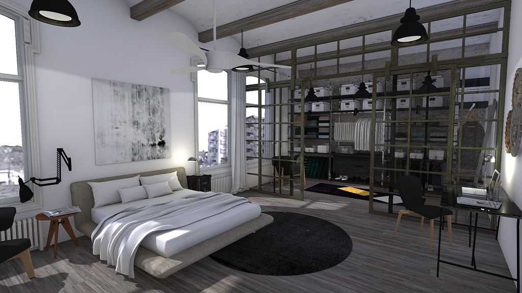 Industrial bedroom, Blophome Blophome Dormitorios de estilo industrial