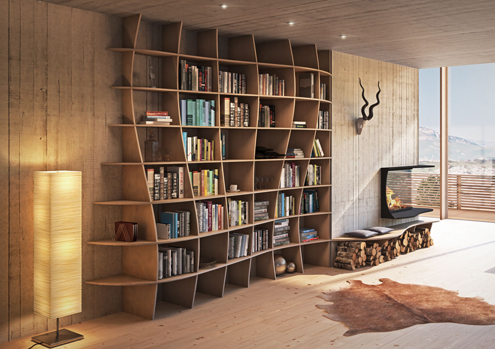 Bücherregale, form.bar form.bar Modern living room Engineered Wood Transparent Shelves