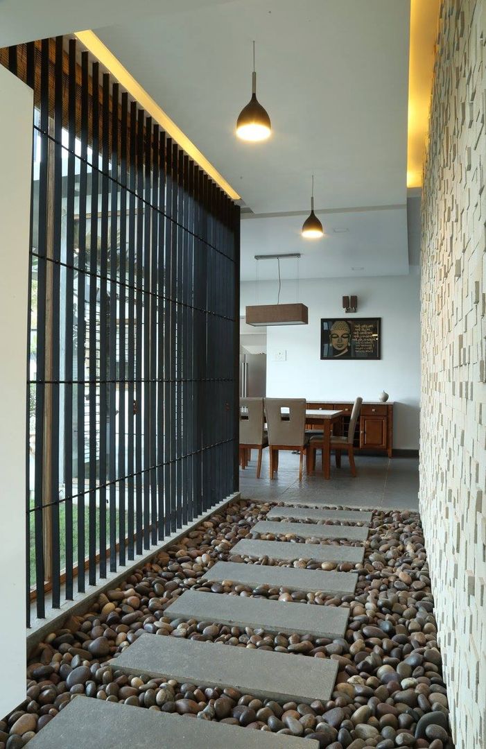 Kasliwal bungalows, 4th axis design studio 4th axis design studio Minimalistische gangen, hallen & trappenhuizen