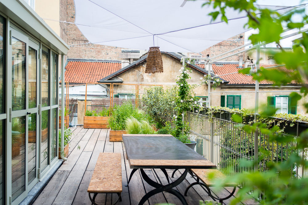 TERRAZZO Torino, marta carraro marta carraro Rustykalny balkon, taras i weranda