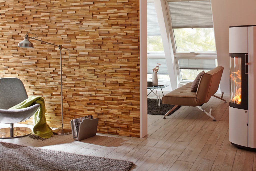 Holzpaneele - Holz Design Rimini Baustoffe GmbH Living room Wood Wood effect Möbel,Kompfort,Fenster,Holz,Beleuchtung,Boden,Innenarchitektur,Bodenbelag,Sessel,Lampe