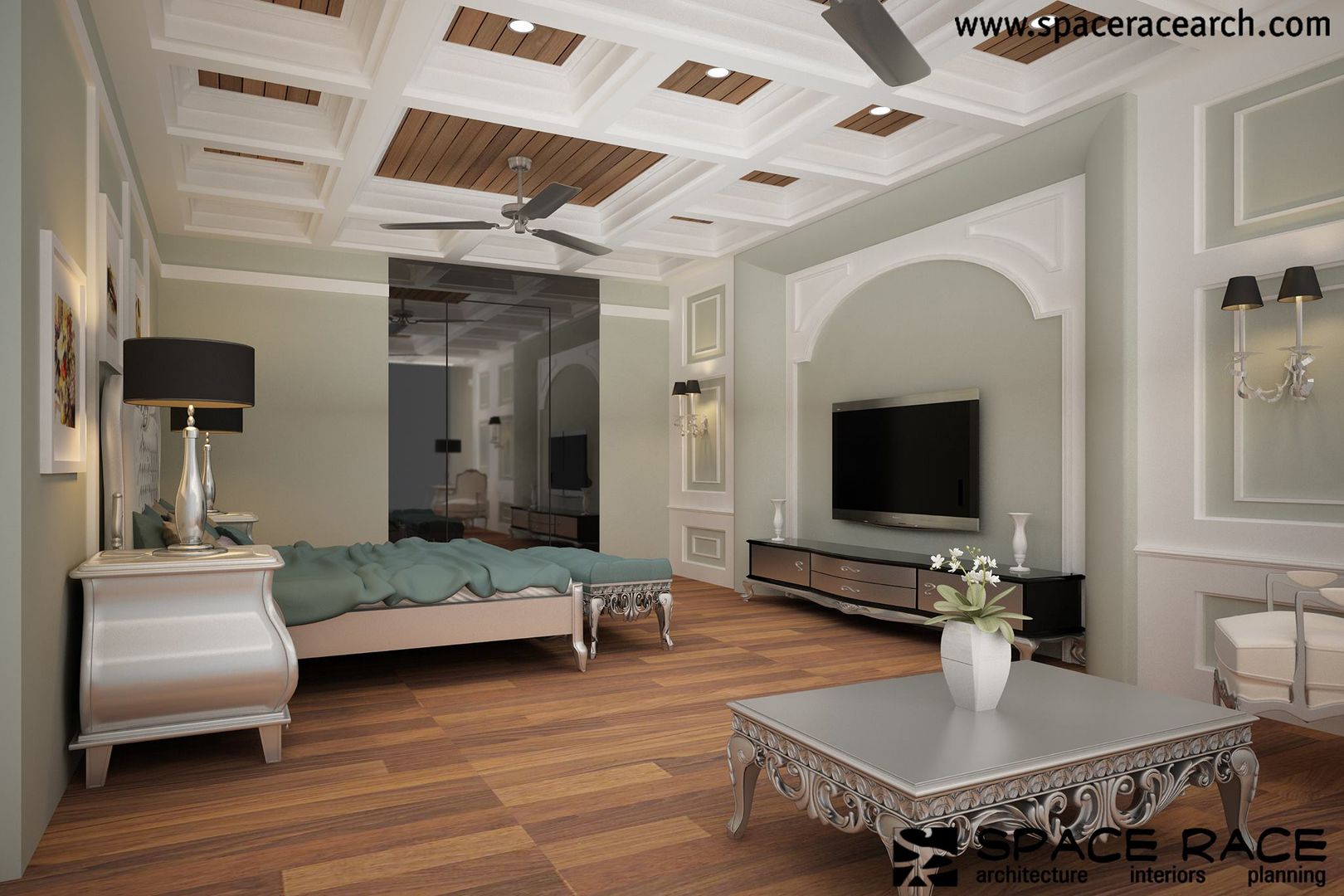 Residence at Lajpat Nagar Jalandhar (Bantu Sabhawal), SPACE RACE ARCHITECTS SPACE RACE ARCHITECTS Classic style bedroom