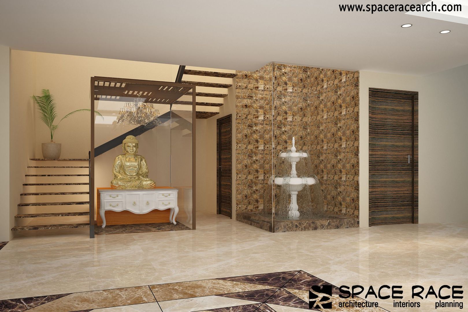 Residence at Lajpat Nagar Jalandhar (Bantu Sabhawal), SPACE RACE ARCHITECTS SPACE RACE ARCHITECTS Classic style corridor, hallway and stairs