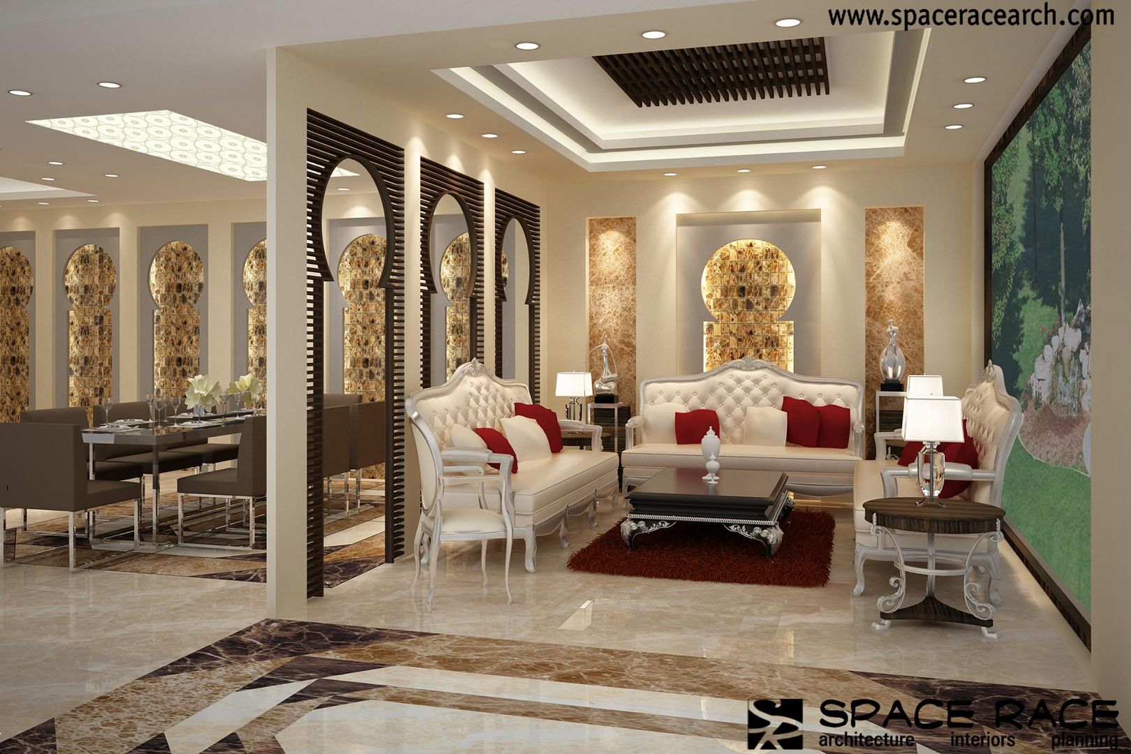 Residence at Lajpat Nagar Jalandhar (Bantu Sabhawal), SPACE RACE ARCHITECTS SPACE RACE ARCHITECTS Klasyczny salon