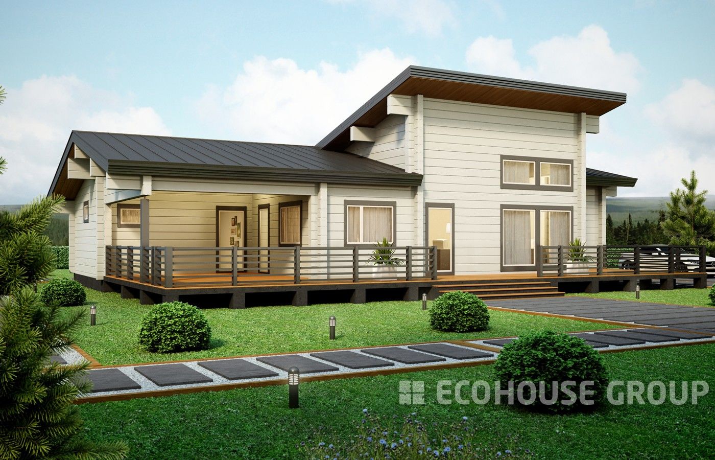 Клевер макси, EcoHouse Group EcoHouse Group Casas de estilo escandinavo Madera Acabado en madera