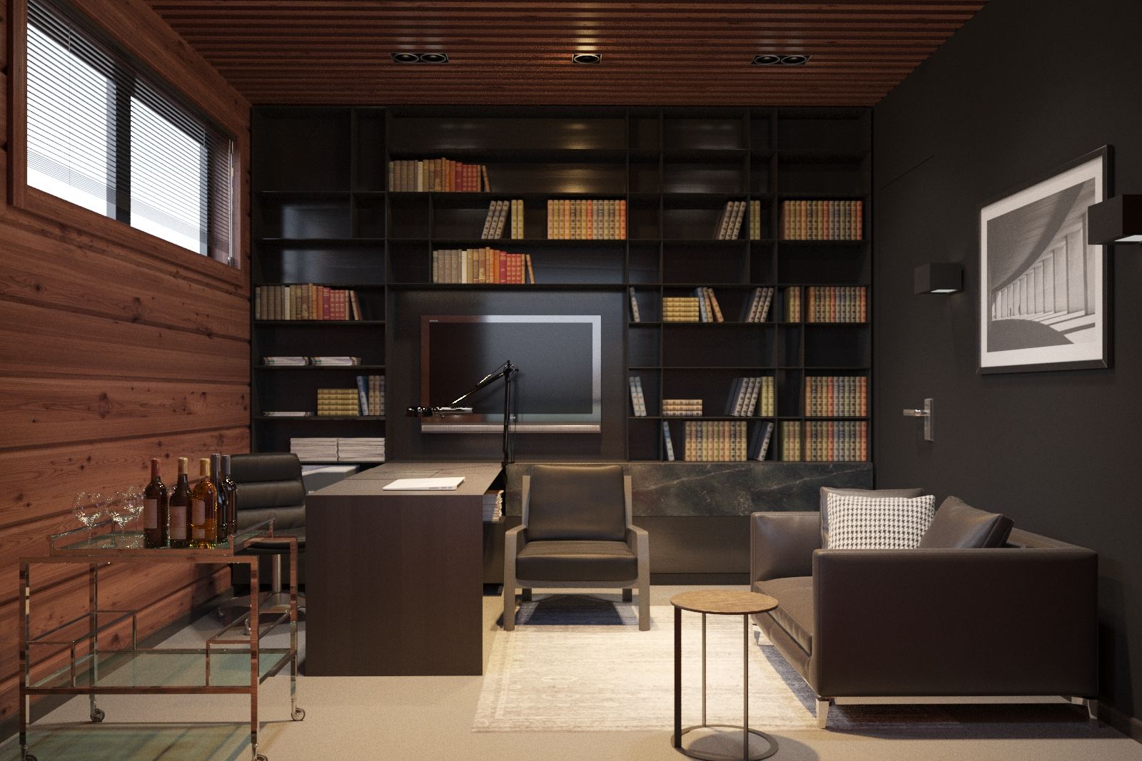 Минималистичный интерьер двухэтажного дома из клееного бруса для семейной пары, EcoHouse Group EcoHouse Group Study/office