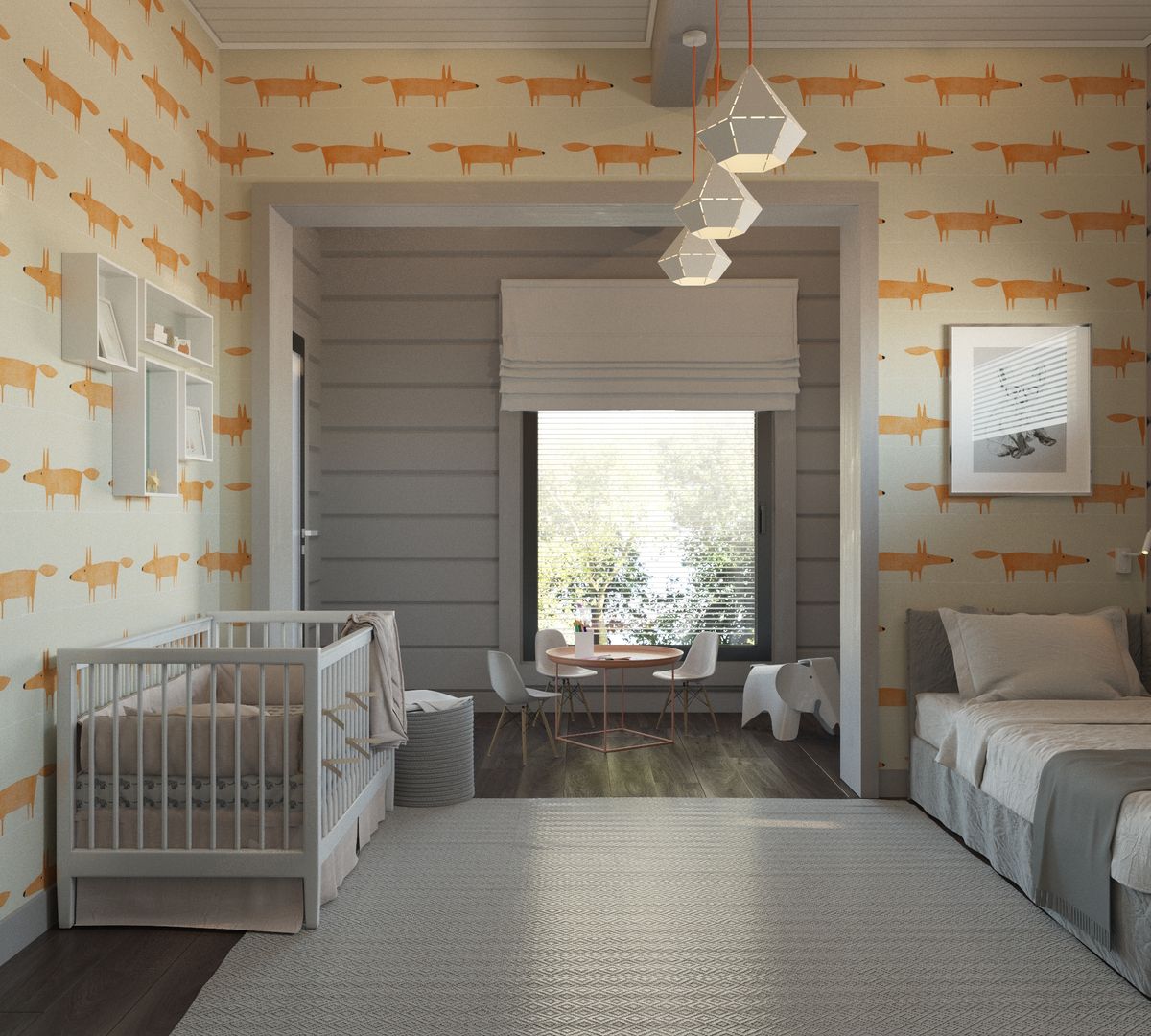 Минималистичный интерьер двухэтажного дома из клееного бруса для семейной пары, EcoHouse Group EcoHouse Group Nursery/kid’s room
