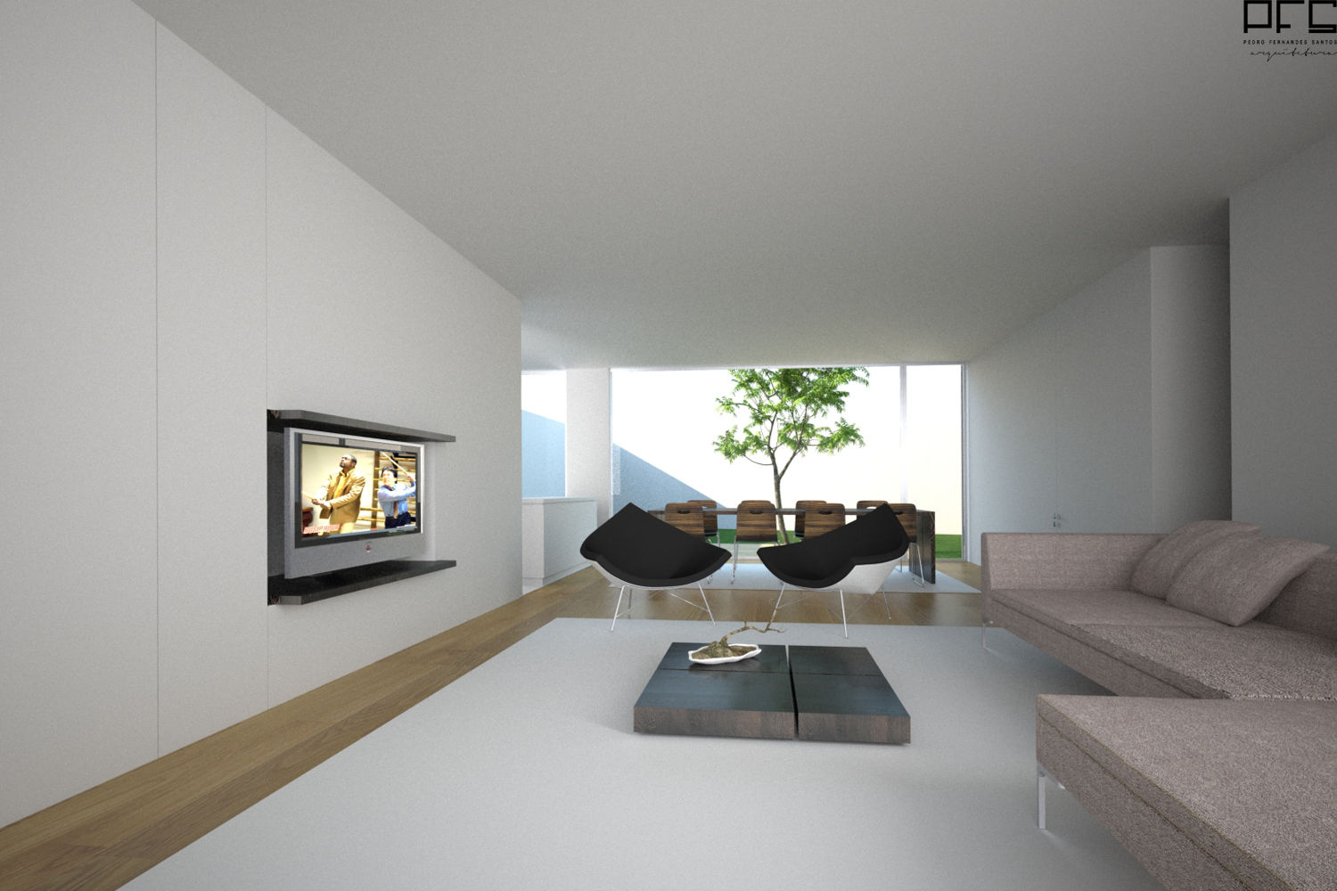 CASA BI-FAMILIAR AG_PÓVOA DE VARZIM_2011, PFS-arquitectura PFS-arquitectura Minimalist living room