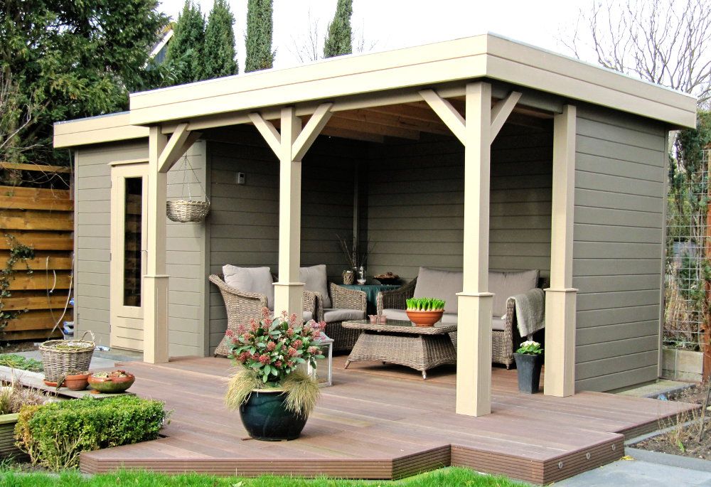 Prima Capri Gazebo Garden Affairs Ltd 庭院 木頭 Wood effect gazebo,contemporary,veranda,porch,flat roof,seating,entertain,drinks,eat