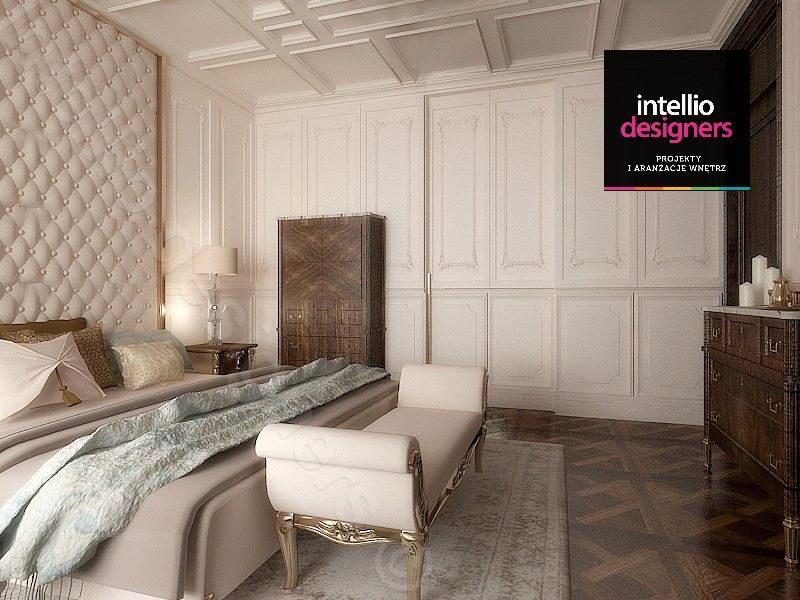 Projekt ultraluksusowego apartamentu w Krakowie, Intellio designers Intellio designers Klasyczna sypialnia