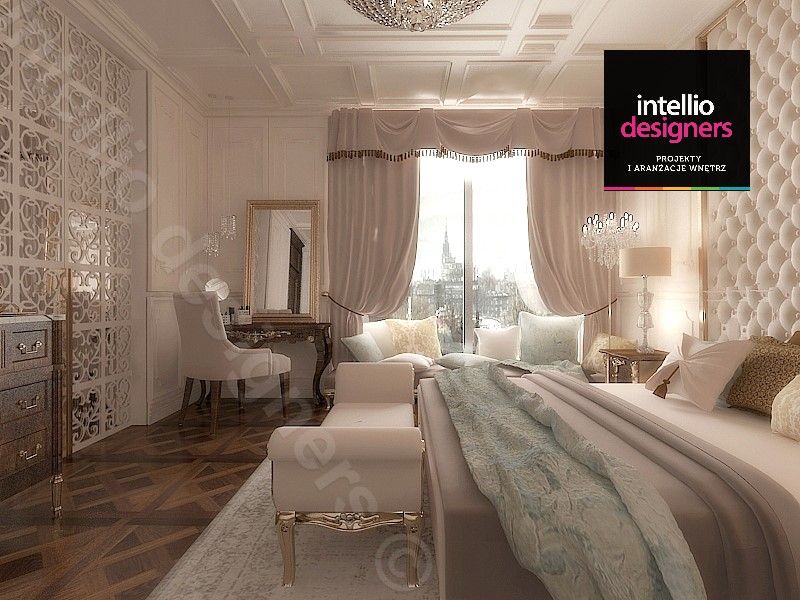 Projekt ultraluksusowego apartamentu w Krakowie, Intellio designers Intellio designers Klassische Schlafzimmer