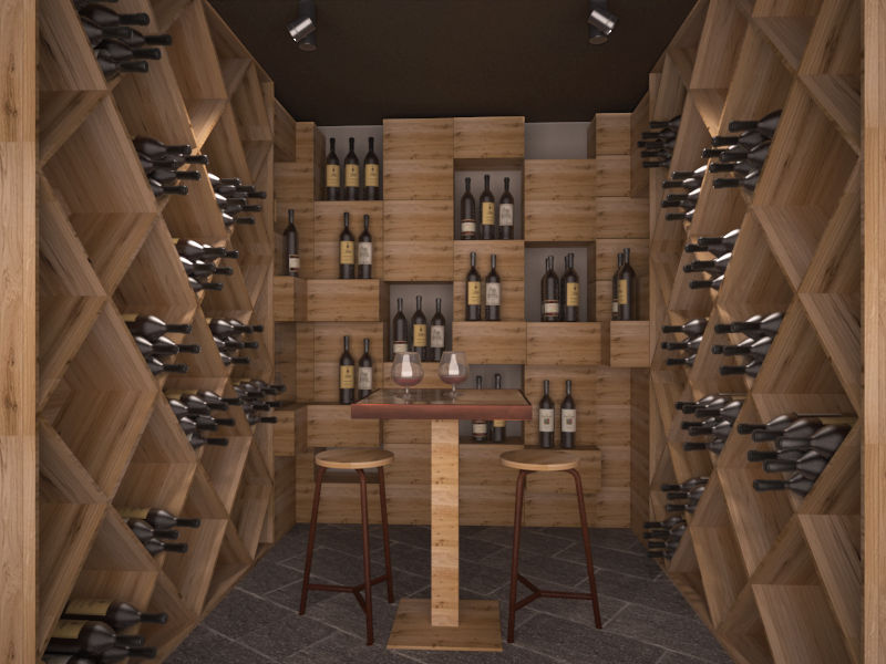 Visualizzazione 3D - cantina vini, taverna Silvana Barbato Cantina moderna render,vineria