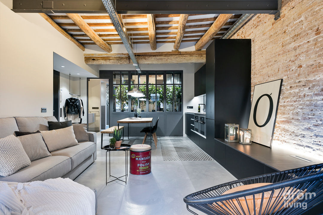 Apartamento en Poblenou: 100% industrial, Dröm Living Dröm Living غرفة المعيشة