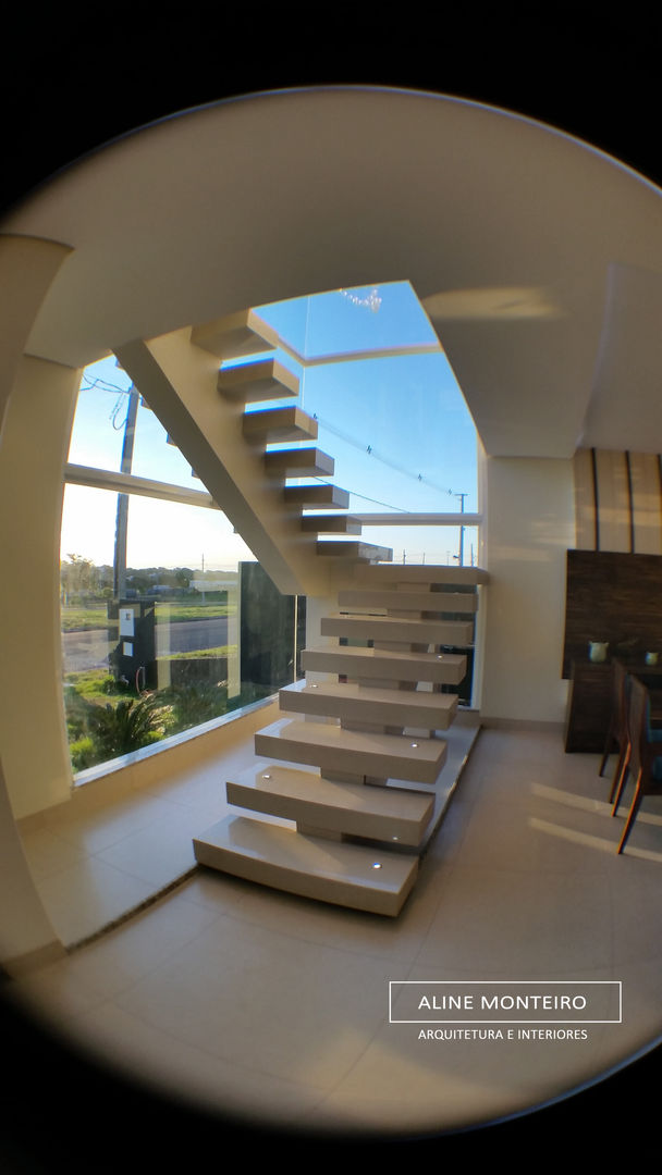 Residência de veraneio, Monteiro arquitetura e interiores Monteiro arquitetura e interiores Modern Corridor, Hallway and Staircase