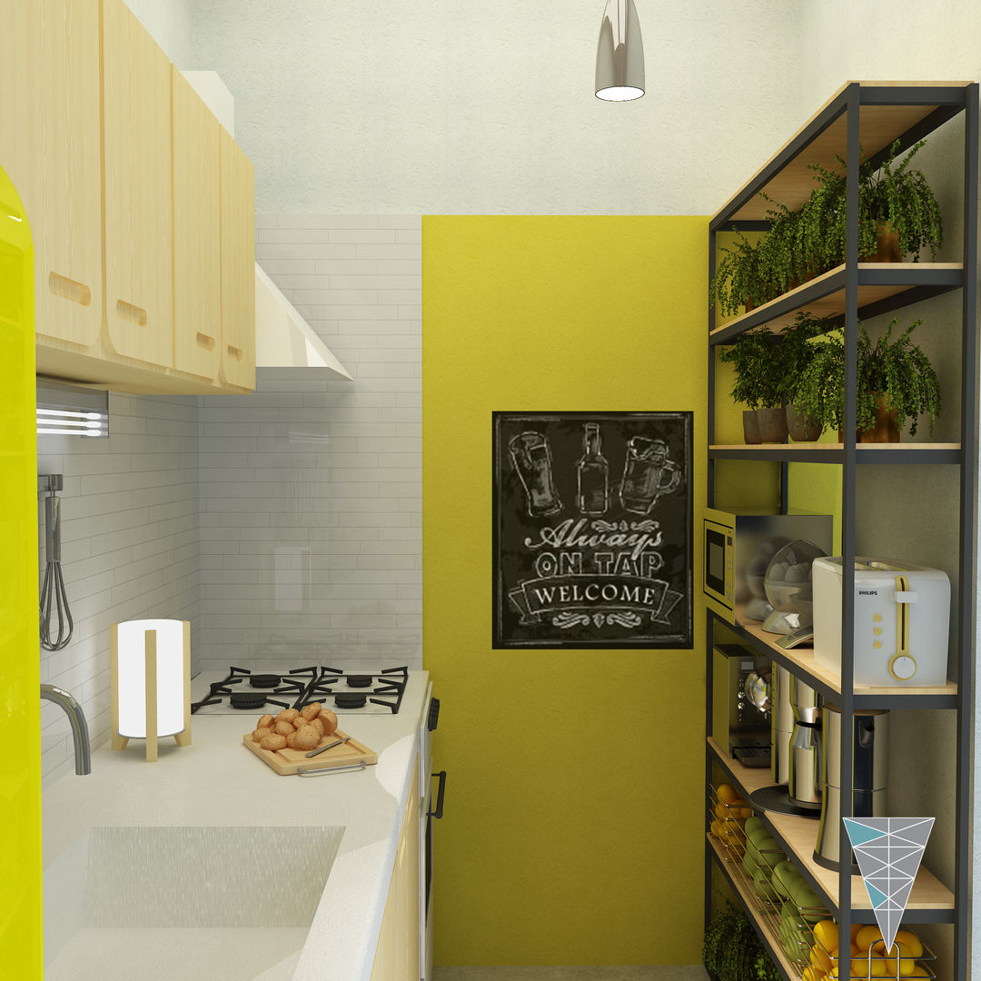 vivienda Pro.Cre.Ar modelo "America 2 dormitorios" (Modificada), JUNE arquitectos JUNE arquitectos Cocinas modernas: Ideas, imágenes y decoración Azulejos Amarillo