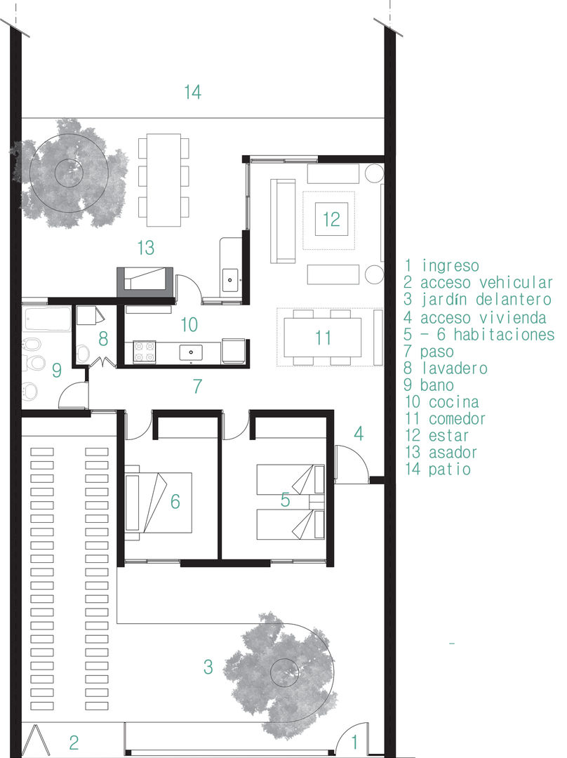 vivienda Pro.Cre.Ar modelo "America 2 dormitorios" (Modificada), JUNE arquitectos JUNE arquitectos Modern houses