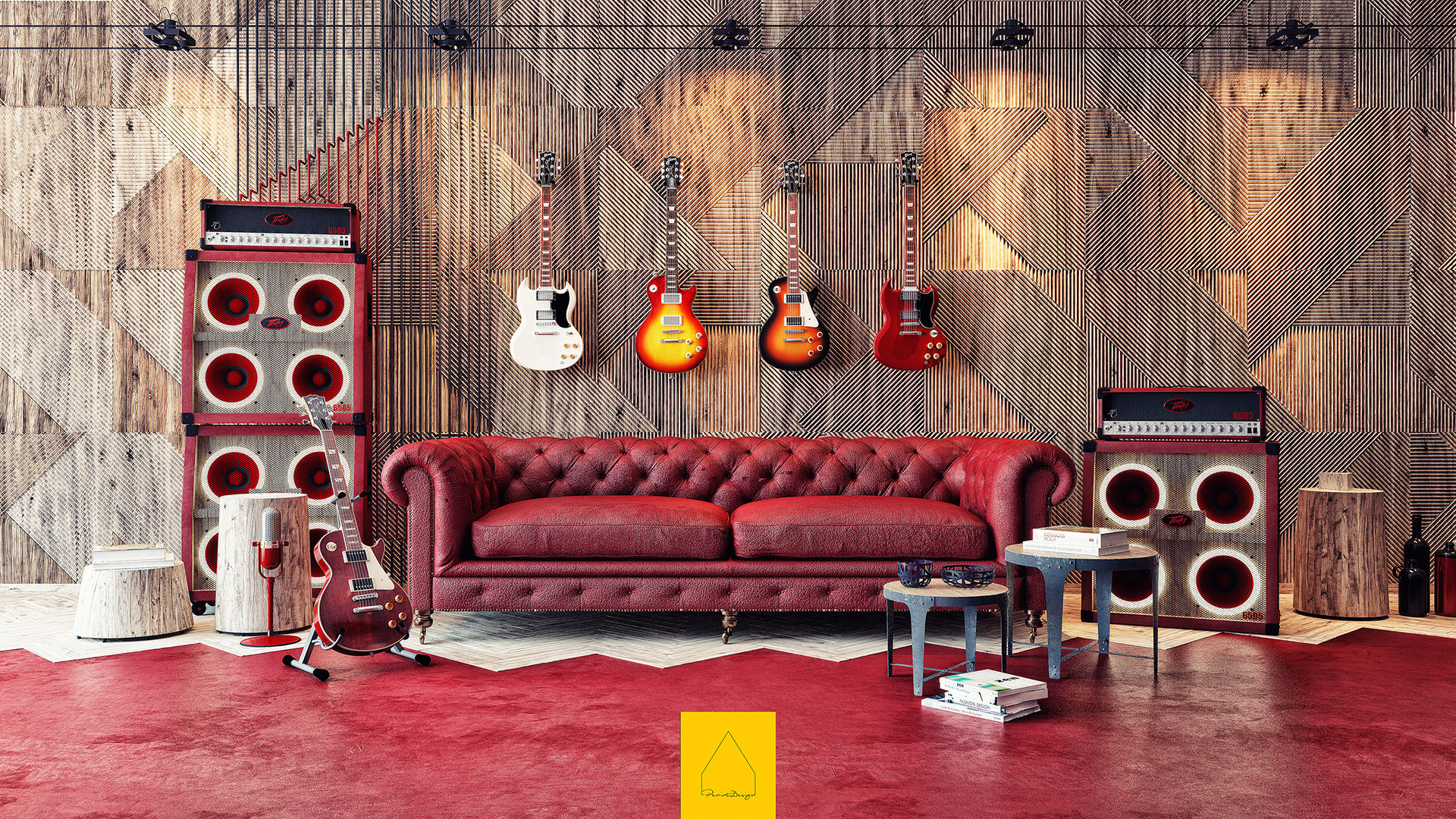 Gibson Guitarist Room / In Memory of Gary Moore, Penintdesign İç Mimarlık Penintdesign İç Mimarlık Industrial style study/office