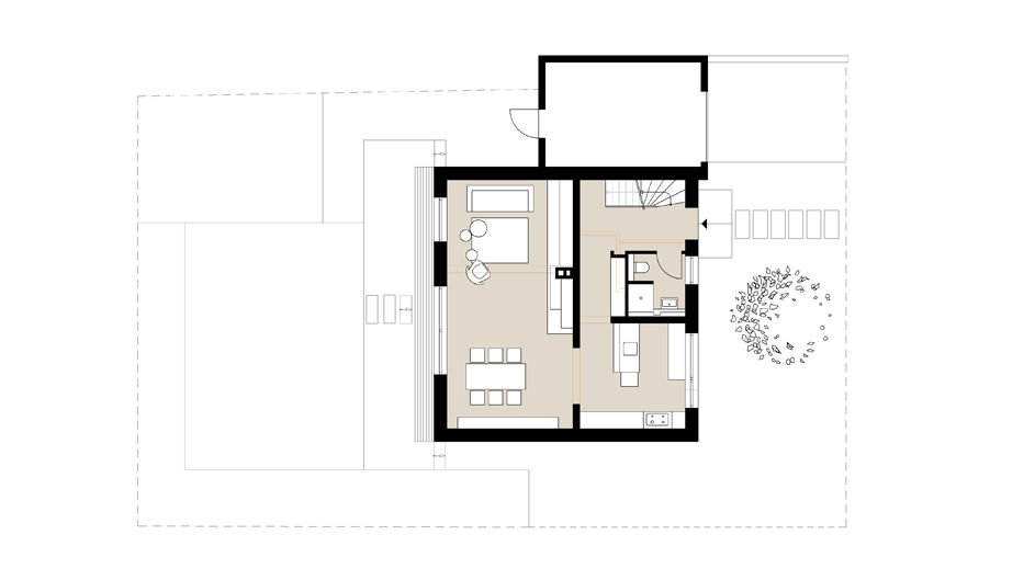 Grundriss Erdgeschoss homify Moderne Esszimmer Innenarchitekt,Architekt,Krefeld,Modernisierung,Umbau,Sanierung,Entwurf,Bauantrag,Ausführungsplanung,Badplanung