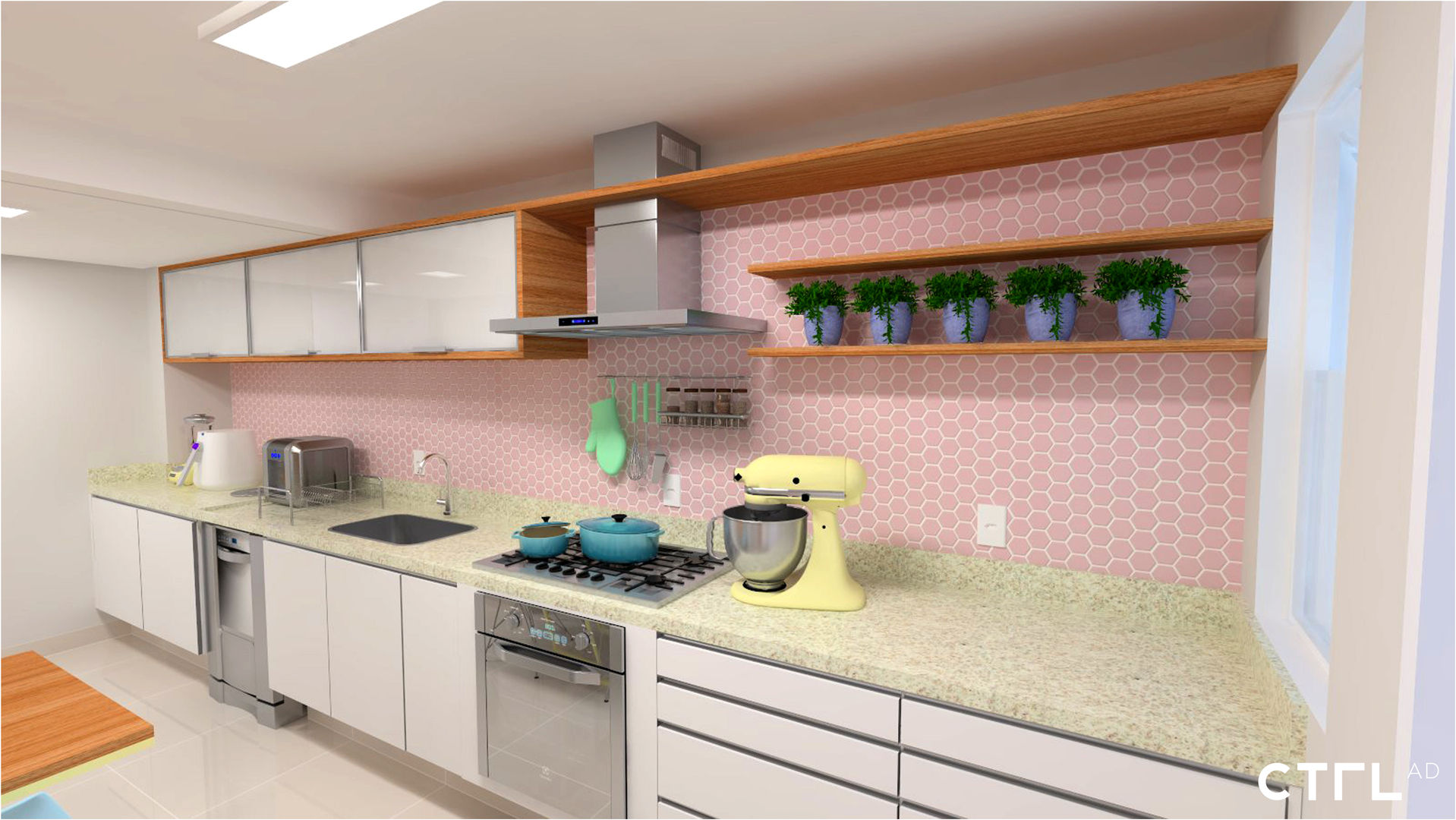 Cozinha Candy Colors, CTRL | interior design CTRL | interior design ห้องครัว