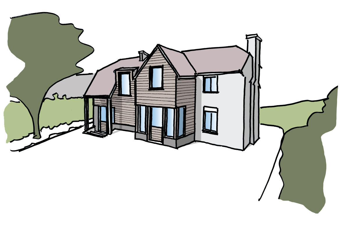 Design sketch for a property in West Sussex ArchitectureLIVE New England,Porch extension