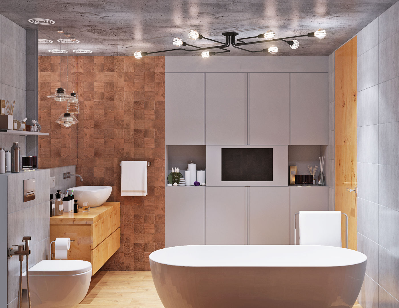 Душевая и ванная комнаты класса люкс, Студия дизайна ROMANIUK DESIGN Студия дизайна ROMANIUK DESIGN Industrial style bathrooms