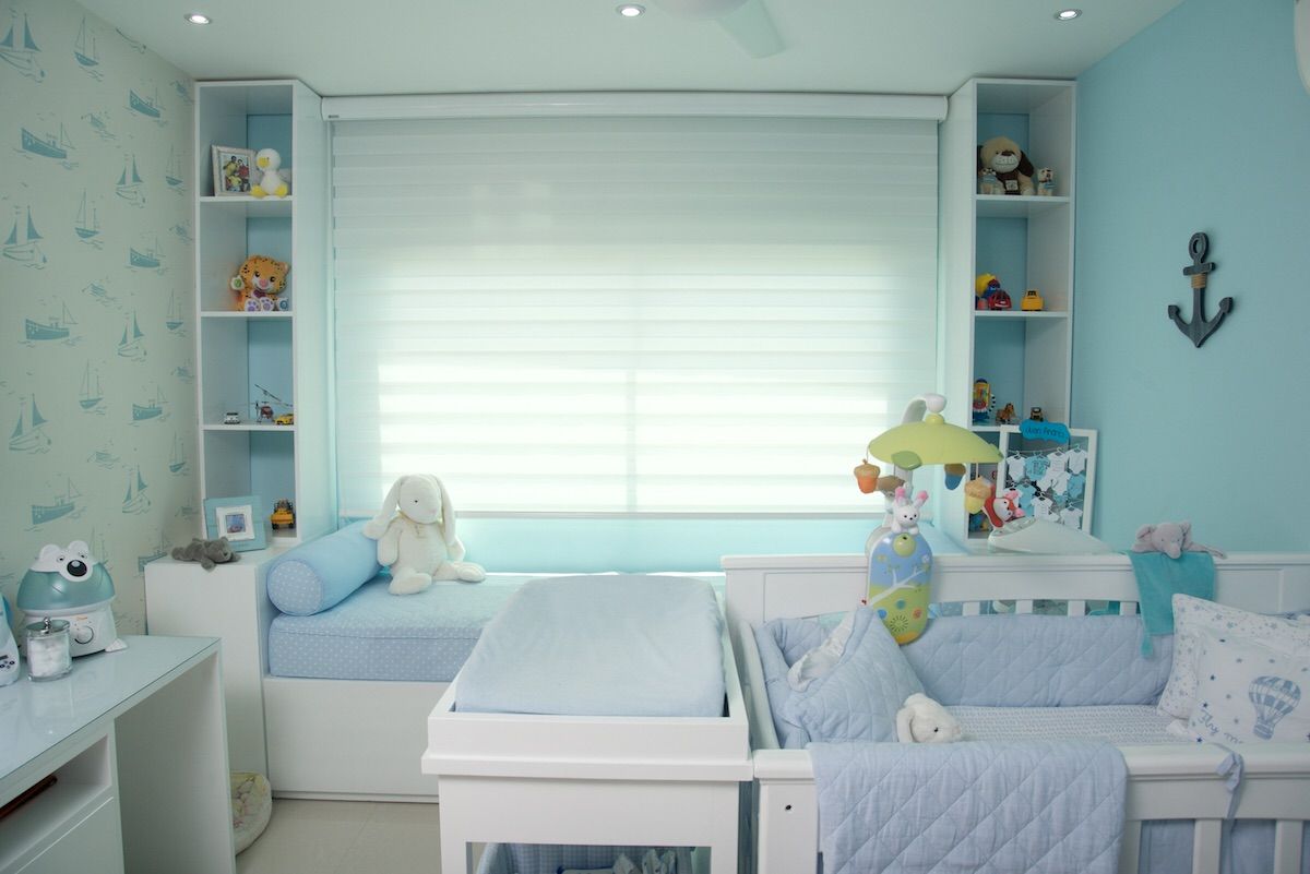 Habitación azul para bebe , Monica Saravia Monica Saravia 모던스타일 아이방