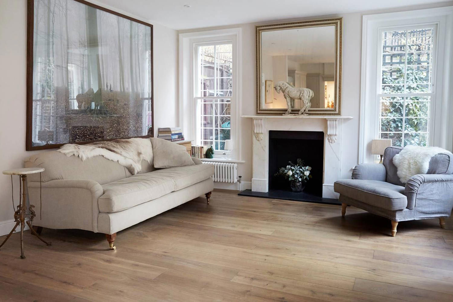 West London Engineered Oak Project 3 Oak Wood Flooring Гостиная в классическом стиле