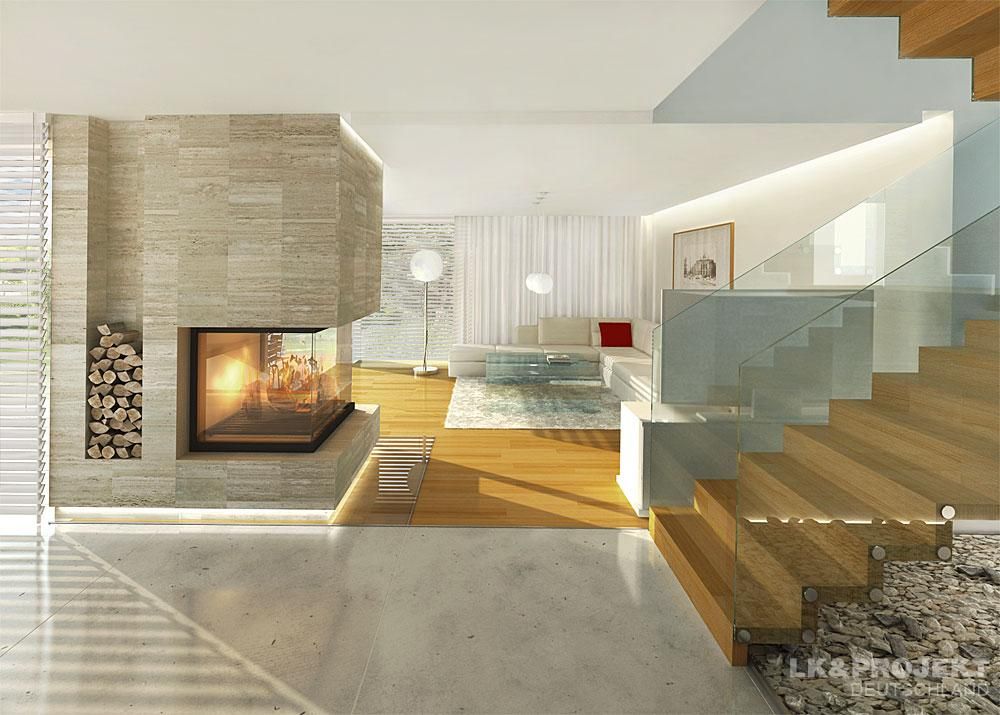 Dieses Haus mit 149 m2 macht einfach richtig gute Laune!! Unser Entwurf LK&935, LK&Projekt GmbH LK&Projekt GmbH Salas de estar modernas
