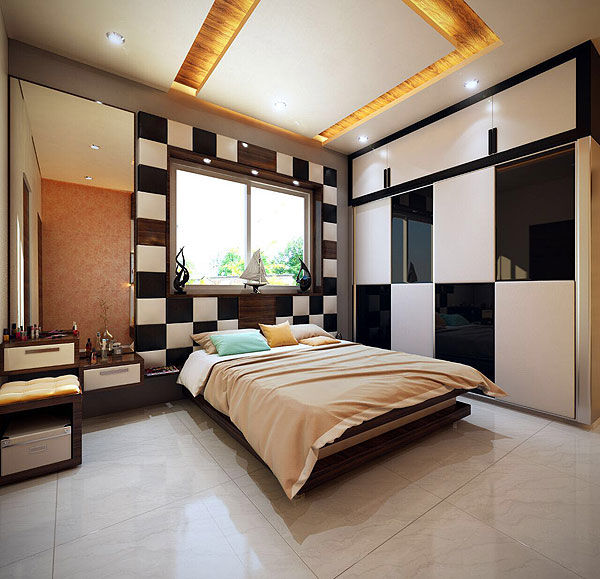 residential interiors, Studio Polygon Studio Polygon Modern style bedroom Wood Wood effect False ceiling,Accessories & decoration