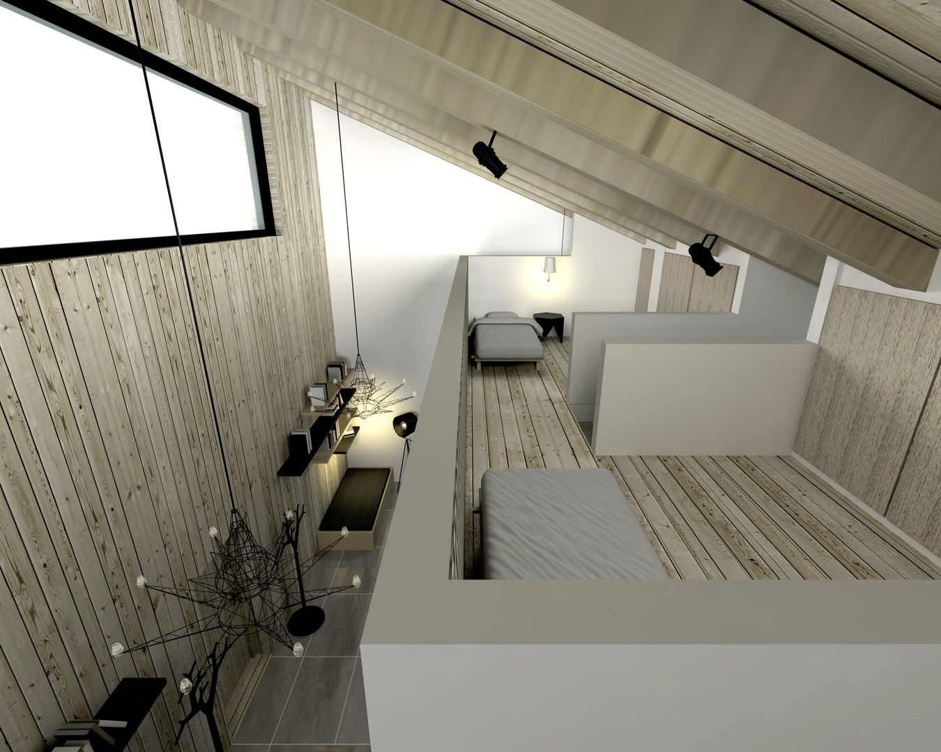 Dom letniskowy na skale, BIG IDEA studio projektowe BIG IDEA studio projektowe Industrial style bedroom Wood Wood effect