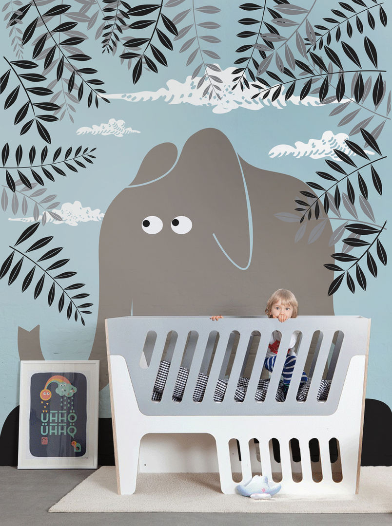 Big Friend Pixers Stanza dei bambini in stile scandinavo wall mural,wallpaper,elephant