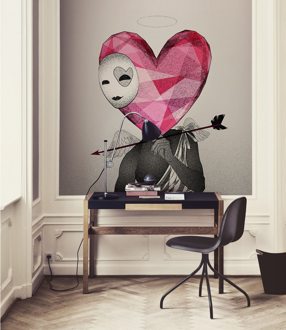 Cupid Pixers Eclectic style study/office wall mural,wallpaper,heart,cupid,mask,arrow